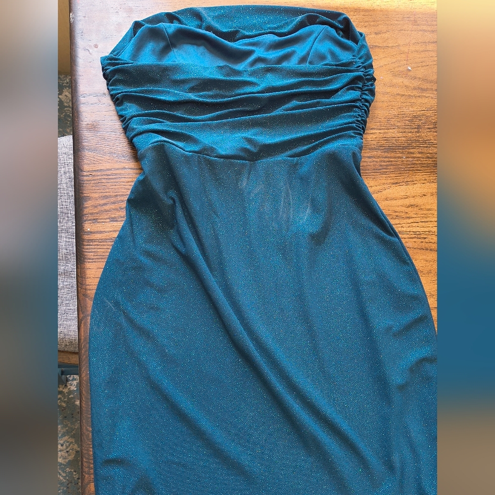 Windsor Strapless Teal Dress - Picture 3 of 4